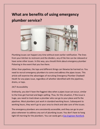 Get The Best Emergency Plumber in Chadwell Heath.