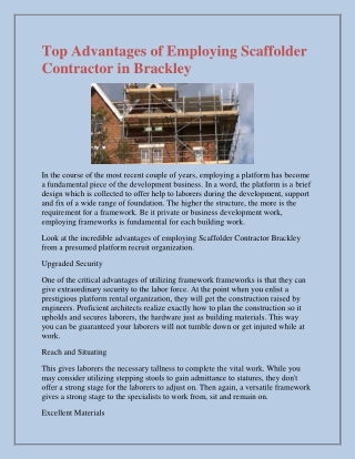 Get The Best Scaffolder Contractor in Brackley.