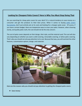 Why Should You Need to Deal With High-Quality Patio Covers?
