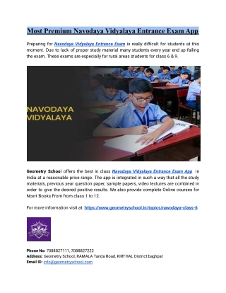 Most Premium Navodaya Vidyalaya Entrance Exam App