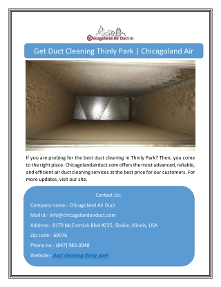 Get Duct Cleaning Thinly Park | Chicagoland Air Duct