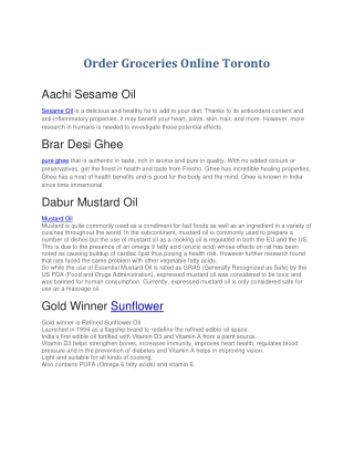 Order Groceries Online Toronto