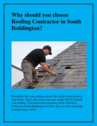 Why should you choose Roofing Contractor in South Beddington