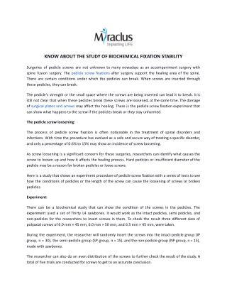 Know about the Study of Biochemical Fixation Stability | Miraclus