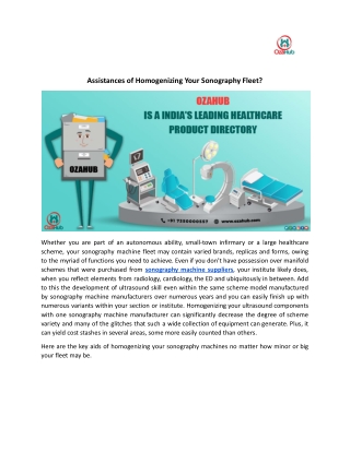 Assistances of Homogenizing Your Sonography Fleet