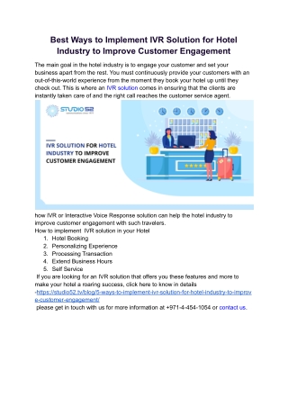 5 Ways to Implement IVR Solution for Hotel Industry to Improve Customer Engageme