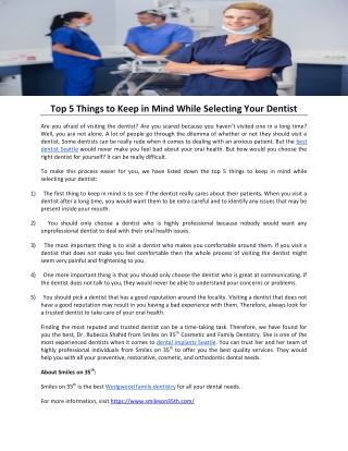 Top 5 Things to Keep in Mind While Selecting Your Dentist