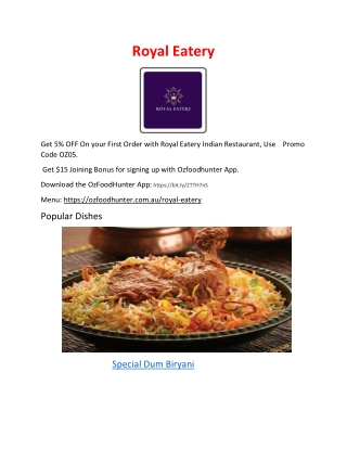 5% Off - Royal Eatery Brunswick West Takeaway, Menu