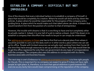 Establish A Company - Difficult But Not Impossible