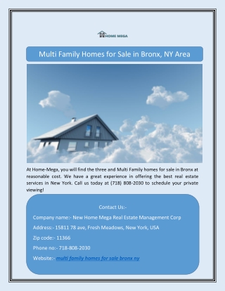 Multi Family Homes for Sale in Bronx, NY Area