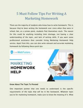 5 Must Follow Tips For Writing A Marketing Homework