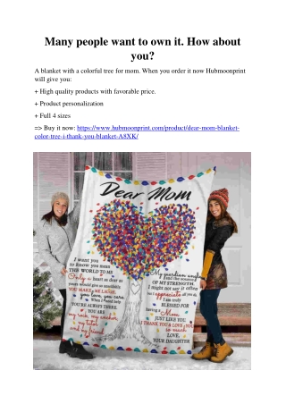 Dear Mom Blanket – Color Tree – I Thank You Blanket