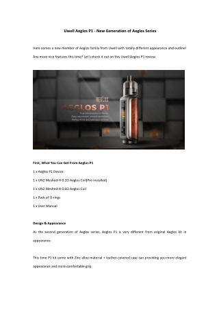 Uwell Aeglos P1 Review