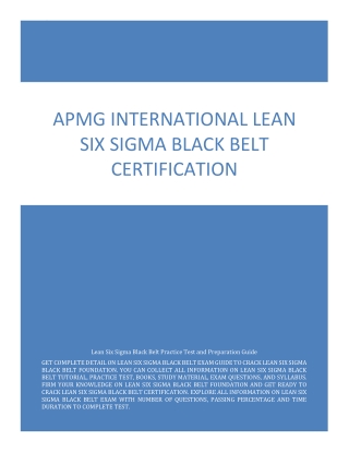 APMG International Lean Six Sigma Black Belt Certification- Raise Your Exam Score