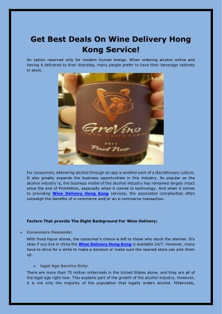 Get Best Deals On Wine Delivery Hong Kong Service!