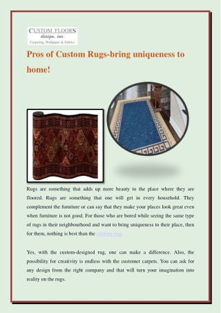 custom rugs-bring uniqueness to home!