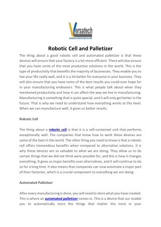 Robotic Cell and Palletizer