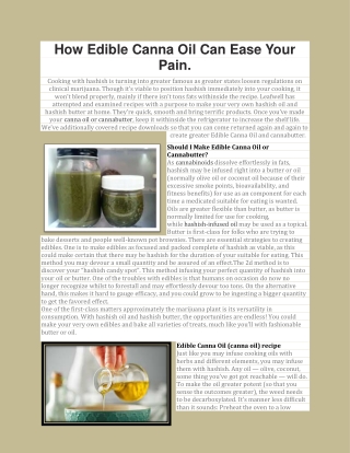 How Edible Canna Oil Can Ease Your Pain.