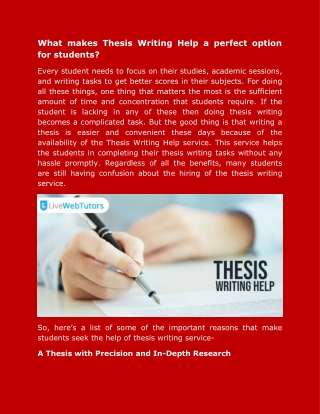 What makes Thesis Writing Help a perfect option for students