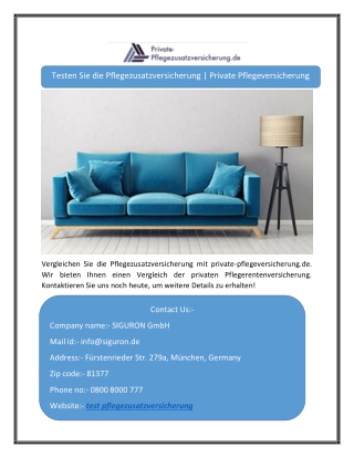Testen Sie die Pflegezusatzversicherung | Private Pflegeversicherung