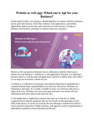 Website or web app: Which one is Apt for your Business?