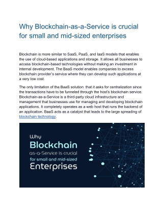 Why Blockchain-as-a-Service is crucial for small and mid-sized enterprises