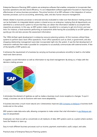Enterprise Resource Planning (ERP) Systems: Benefits and Functions