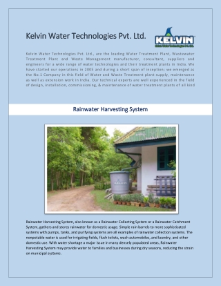 Rainwater Harvesting System - Inforrmative