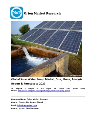 Global Solar Water Pump Market Trends, Size, Competitive Analysis and Forecast 2