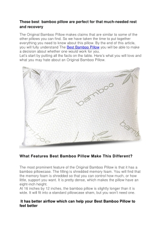 These best  bamboo pillow are perfect for that much-needed rest and recovery