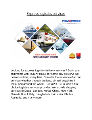 Express logistics services