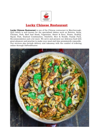 5% Off - Lucky Chinese Restaurant Menu Maryborough, QLD