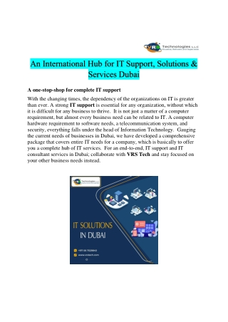 An International Hub for IT Support Dubai