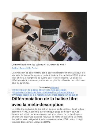 Méthode pour optimiser les balises HTML d’un site web
