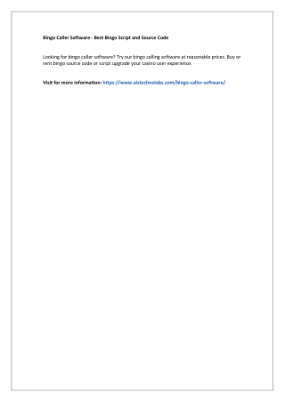 Bingo Caller Software - Best Bingo Script and Source Code
