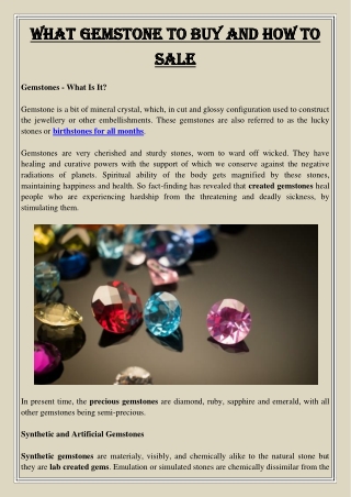 What Gemstone to Buy and How to Sale