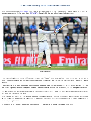 Shubman Gill opens up on the dismissal of Devon Conway
