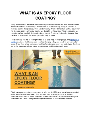 WHAT IS AN EPOXY FLOOR COATING