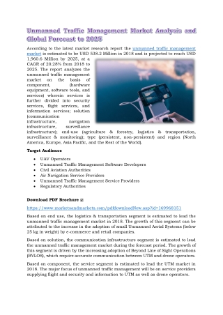 Unmanned Traffic Management Market Analysis and Global Forecast to 2025