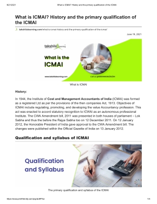 What is ICMAI_  ICMAI History and the qualification