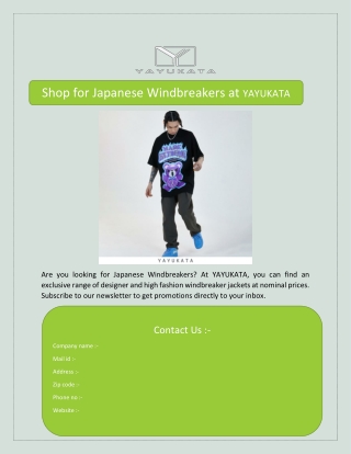 Shop for Japanese Windbreakers at YAYUKATA