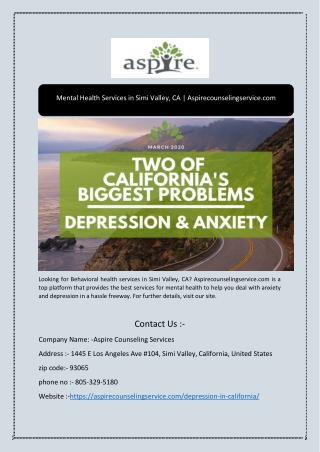 Mental Health Services in Simi Valley, CA | Aspirecounselingservice.com