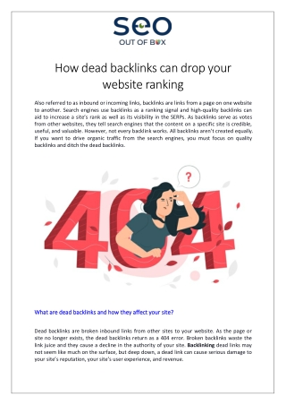 How dead backlinks can drop your website ranking