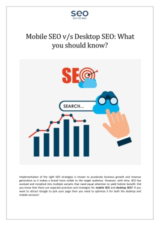 Mobile SEO vs Desktop SEO What you should know
