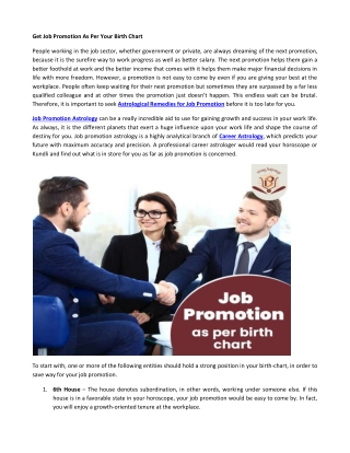 Job Promotion As Per Your Birth Chart