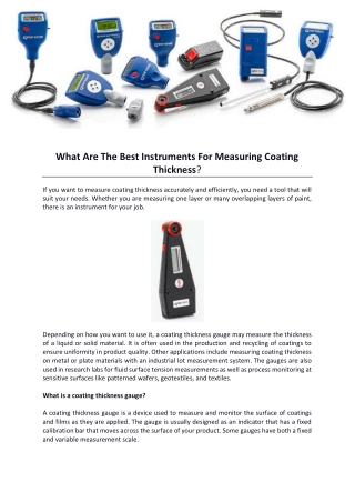 What Are The Best Instruments For Measuring Coating Thickness