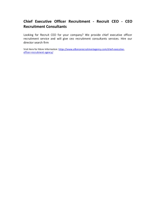 Chief Executive Officer Recruitment - Recruit CEO - CEO Recruitment Consultants