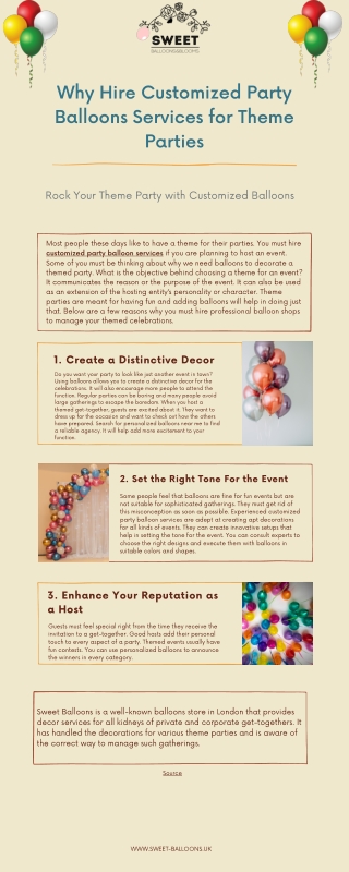 Why Hire Customized Party Balloons Services for Theme Parties