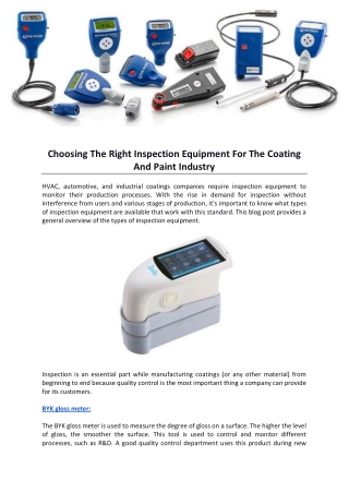 Choosing The Right Inspection Equipment For The Coating And Paint Industry