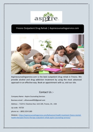Fresno Outpatient Drug Rehab | Aspirecounselingservice.com